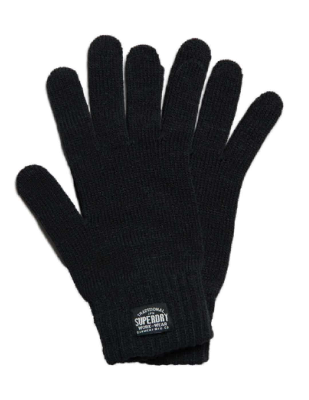 Guantes Superdry Classic negro con parche para mujer