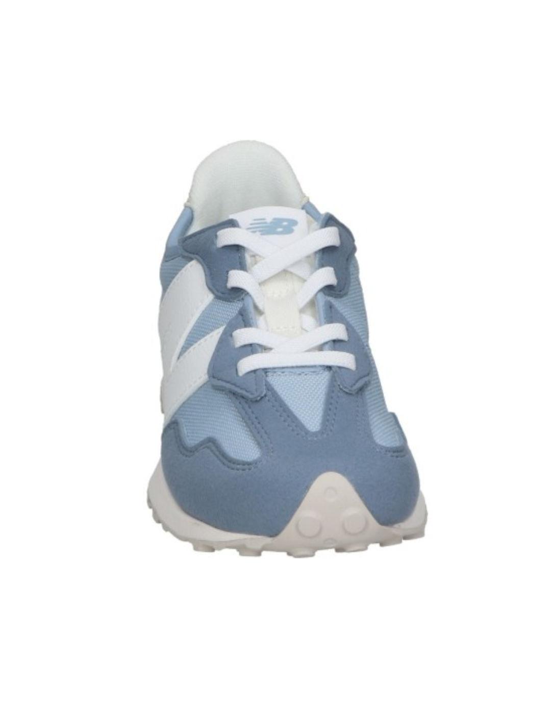 Zapatillas New Balance 327 azul y beige cordones para niño