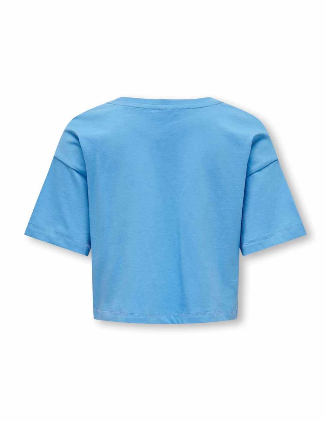 Camiseta crop Only Kids Olivia azules manga corta para niña