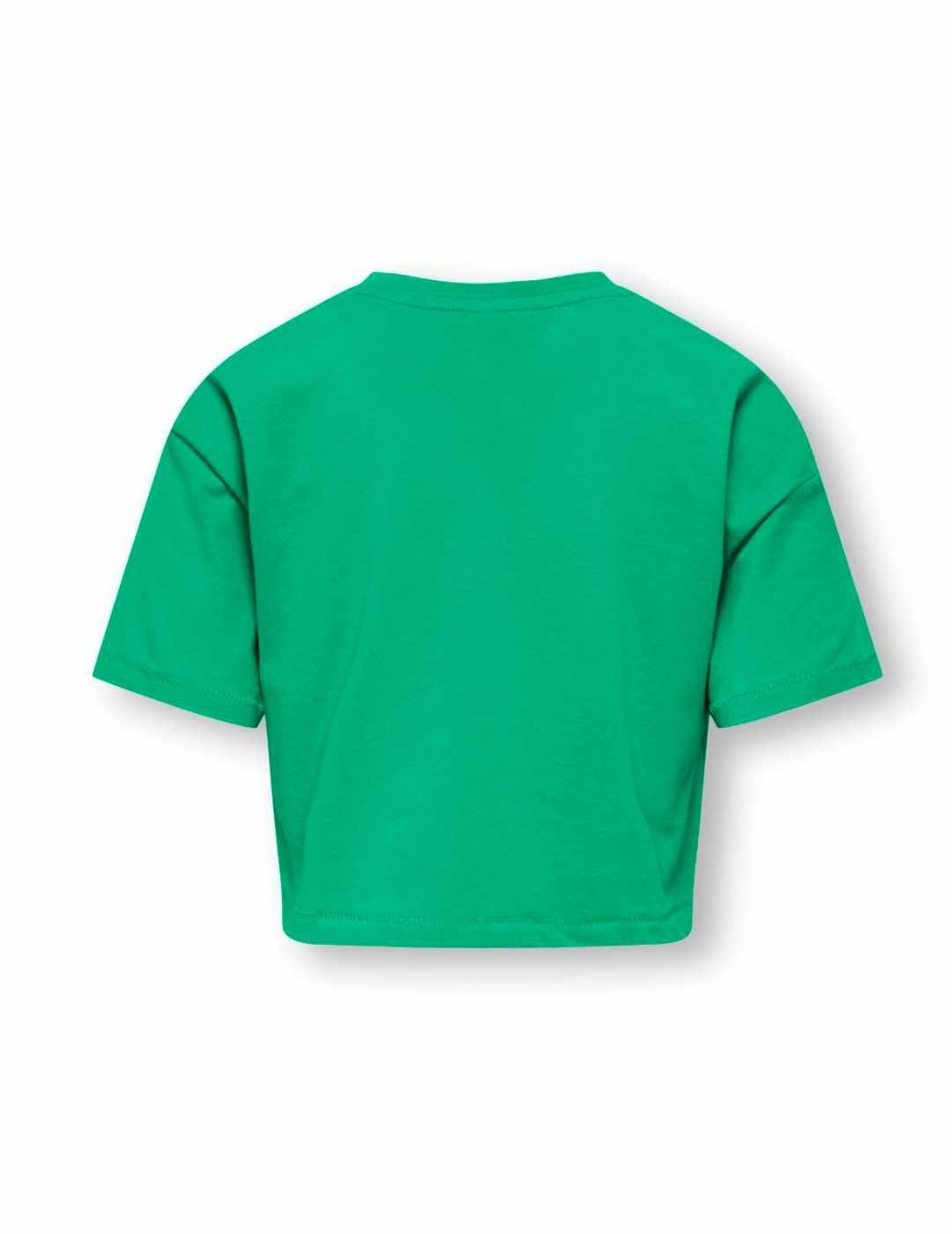 Camiseta crop Only Kids Olivia verde manga corta para niña