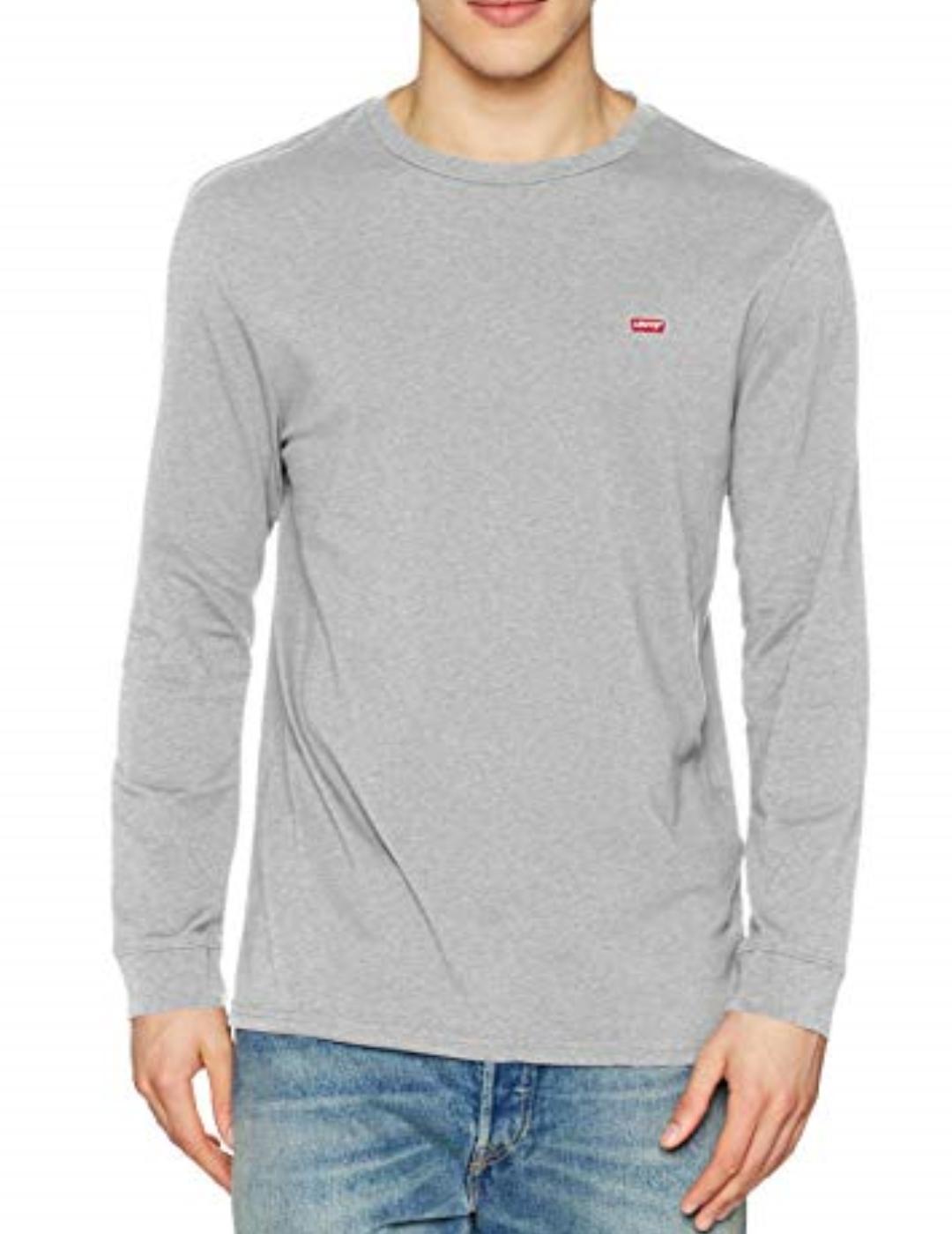 Camiseta levis gris de manga larga hombre-&