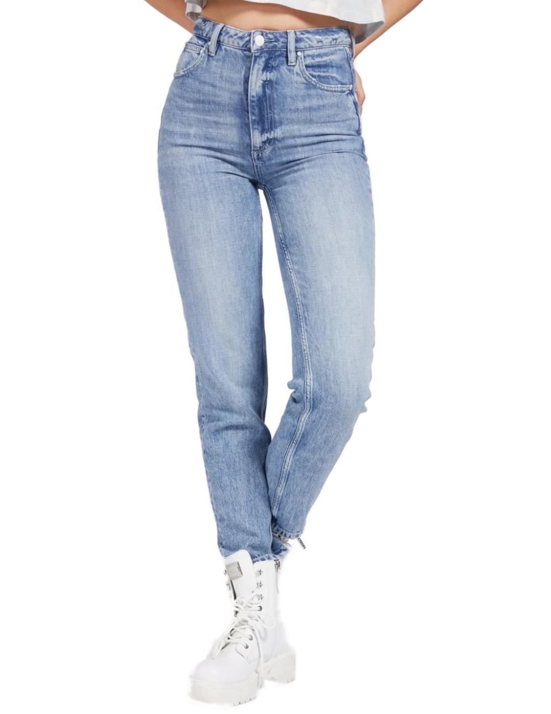 Pantalón vaquero Guess mom fit azul de mujer