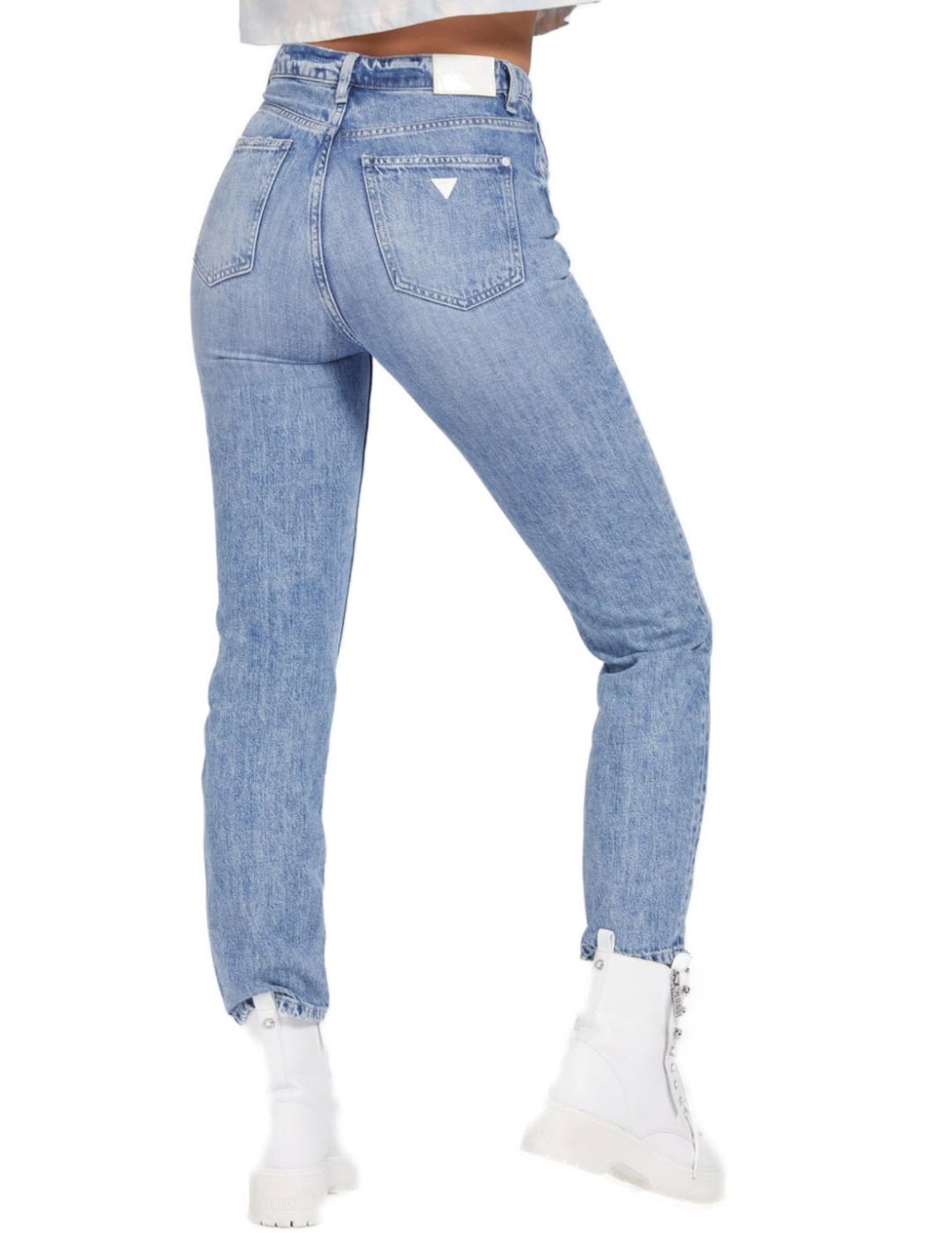 Pantalón vaquero Guess mom fit azul de mujer