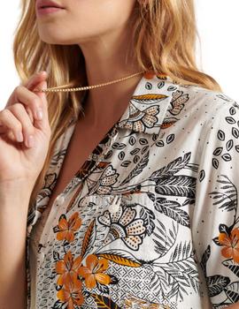 Camisa Superdry blanca estampada para mujer-y