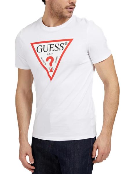 . Brillante entregar Camiseta Guess SS Logo blanca para hombre-y