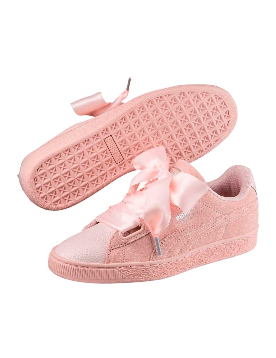 Zapatillas Puma rosa con lazo de mujer