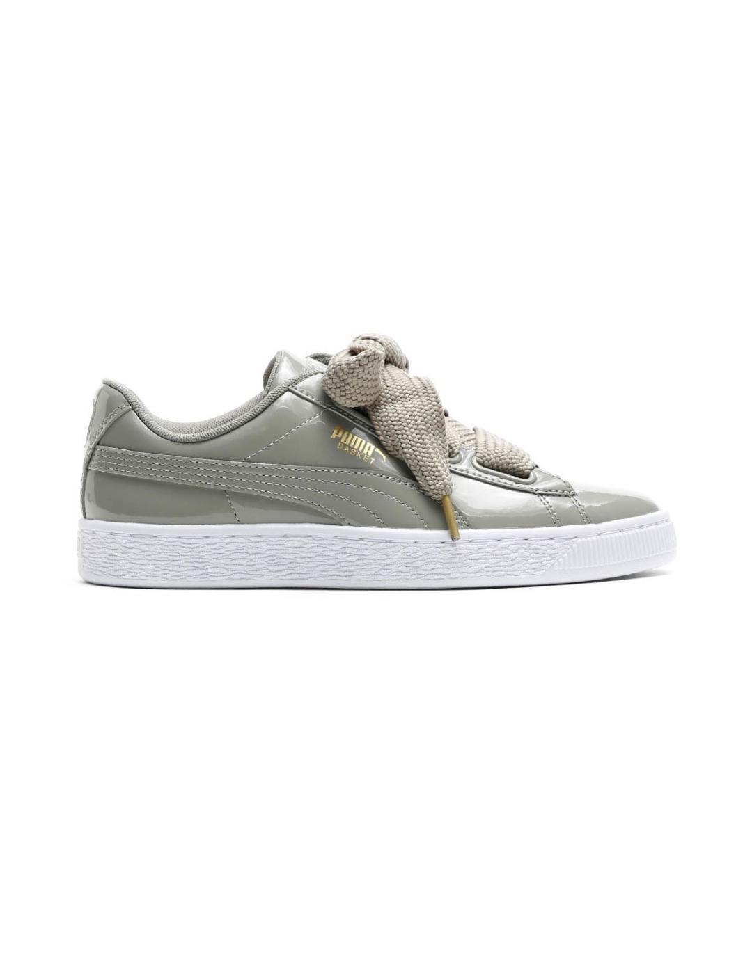 Zapatillas Puma verde  con lazo ancho de mujer