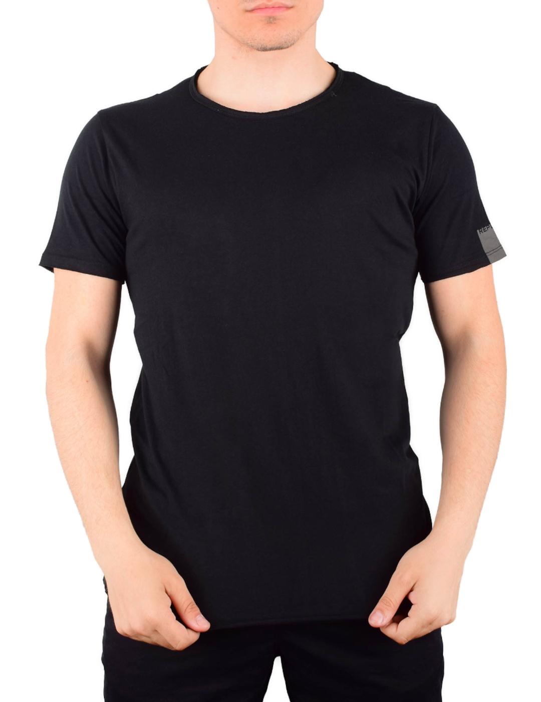 Camiseta básica Replay negra para hombre -&