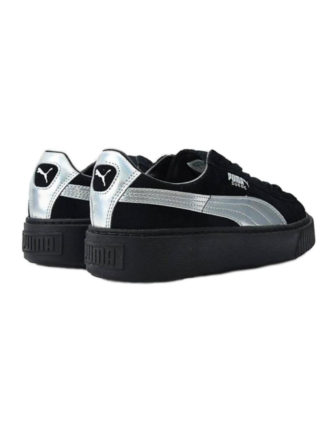 Zapatilla Puma Suede negro con plataforma de mujer