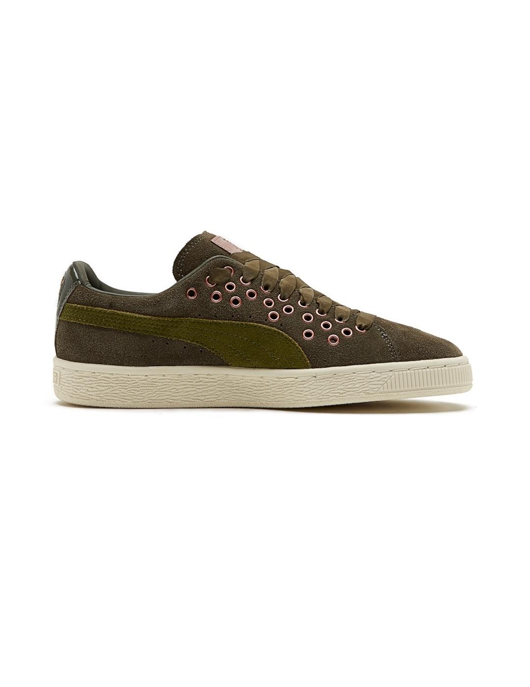 Zapatillas Puma Suede XL Lace verde oliva de mujer