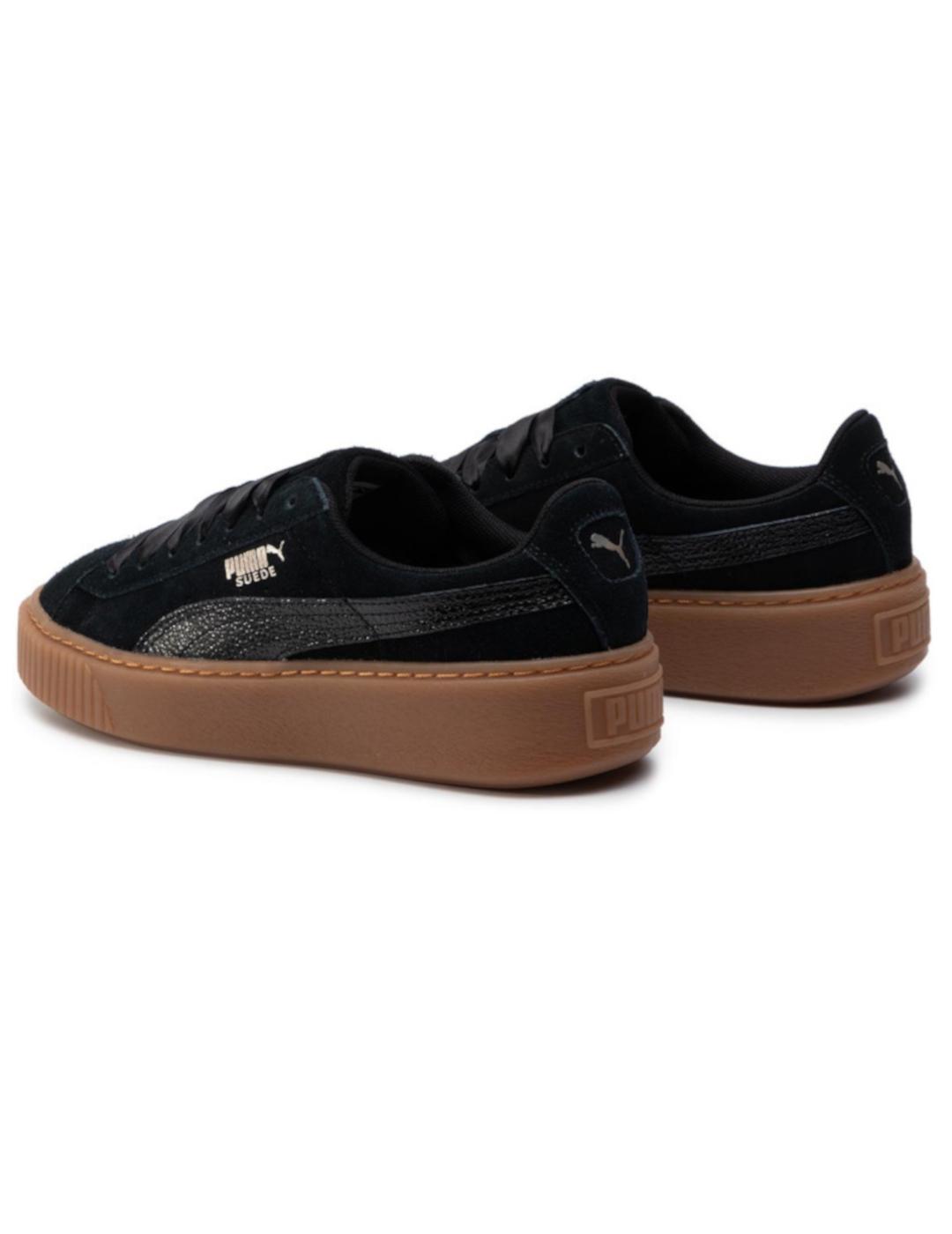 Zapatillas Puma negras con plataforma marrón para mujer