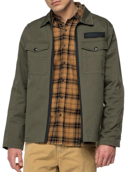 Sobrecamisa Replay verde militar para hombre-z