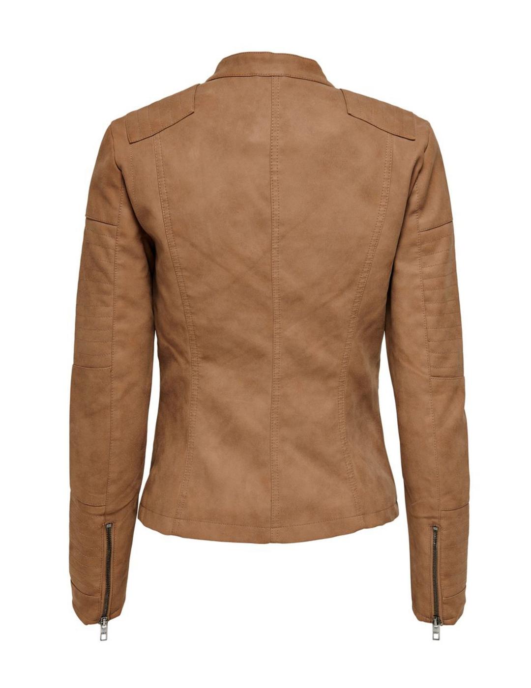 Cazadora Only Lava biker camel para mujer-z