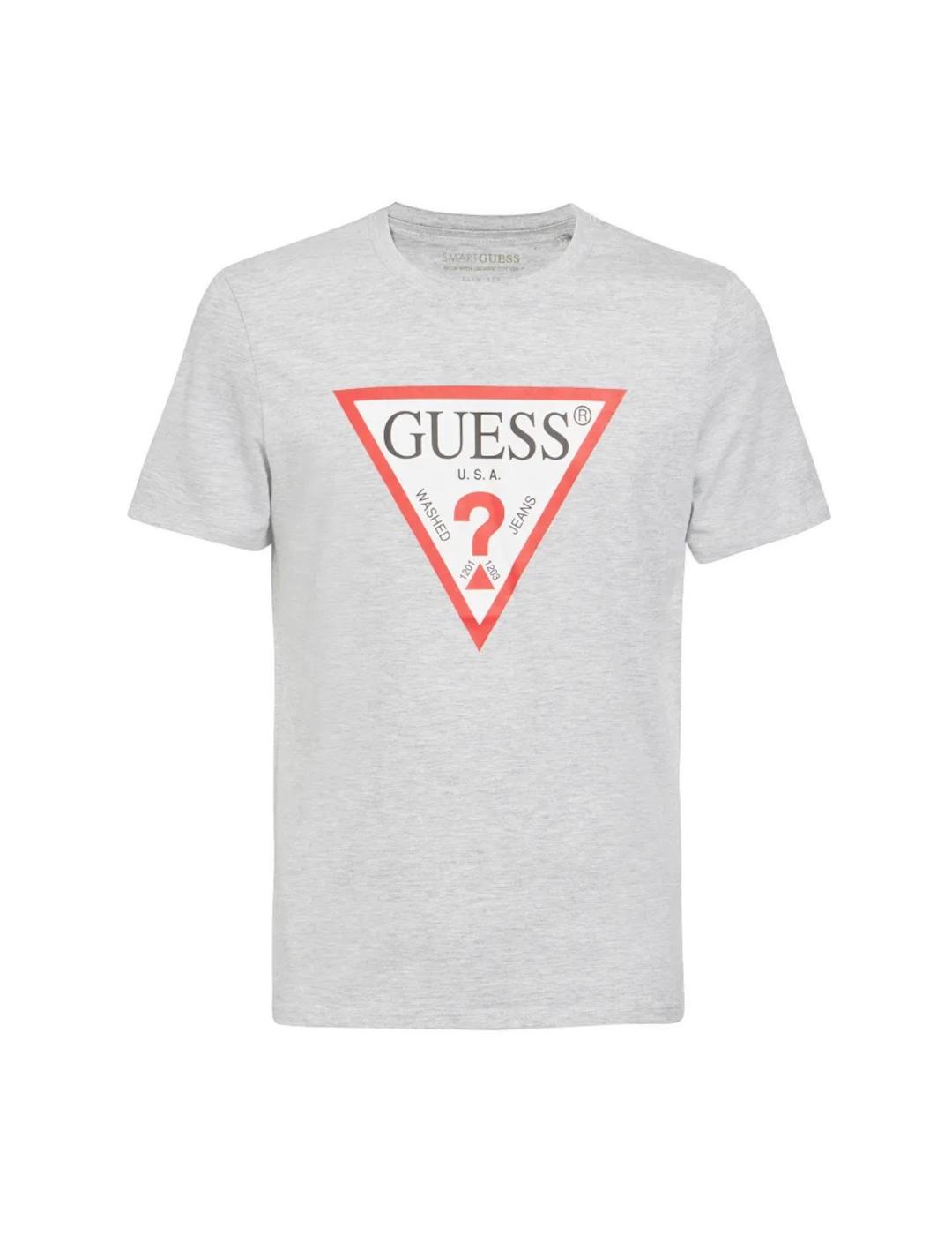 Camiseta Guess gris triángulo básica-z