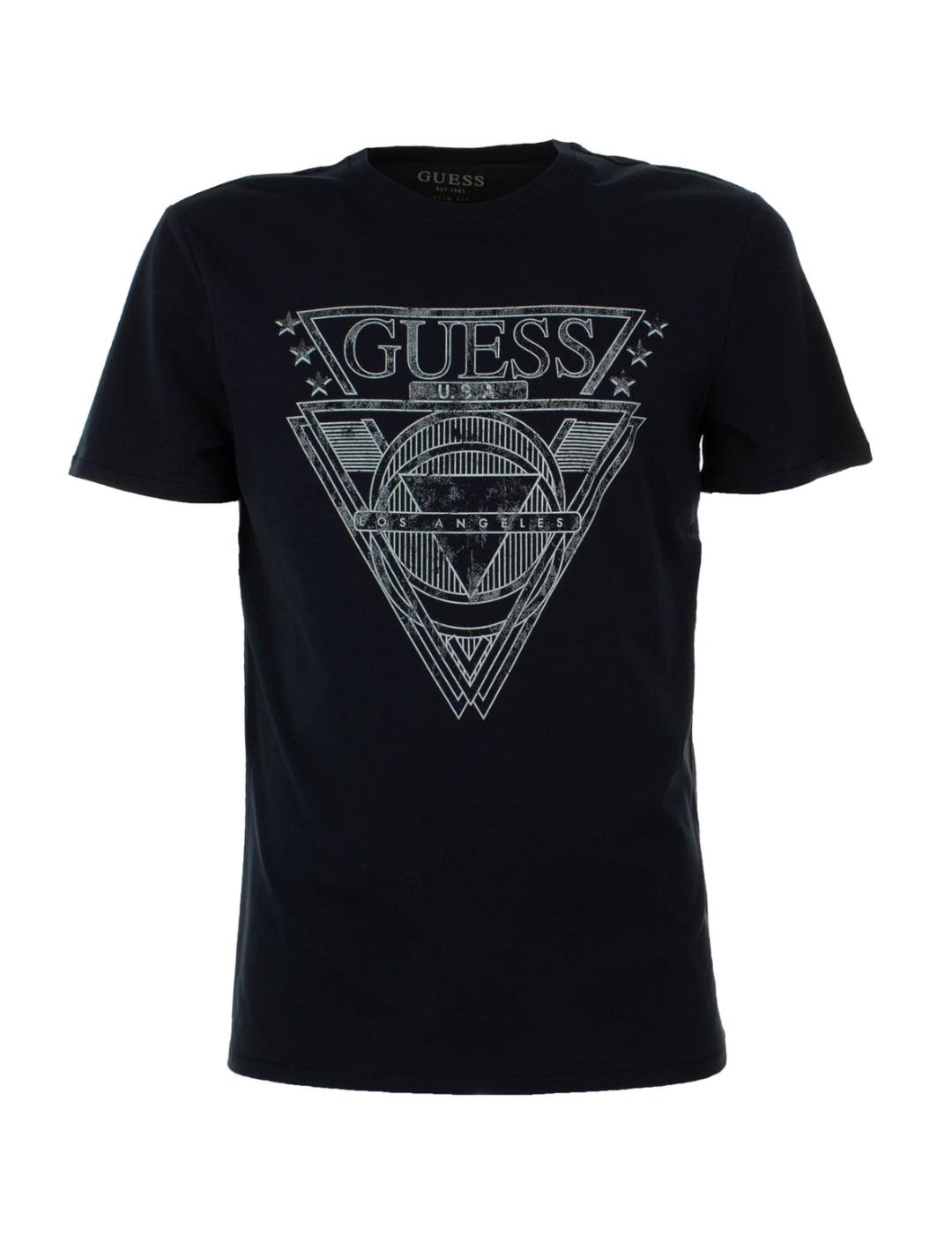 Camiseta Guess azul marino dibujo para hombre-z