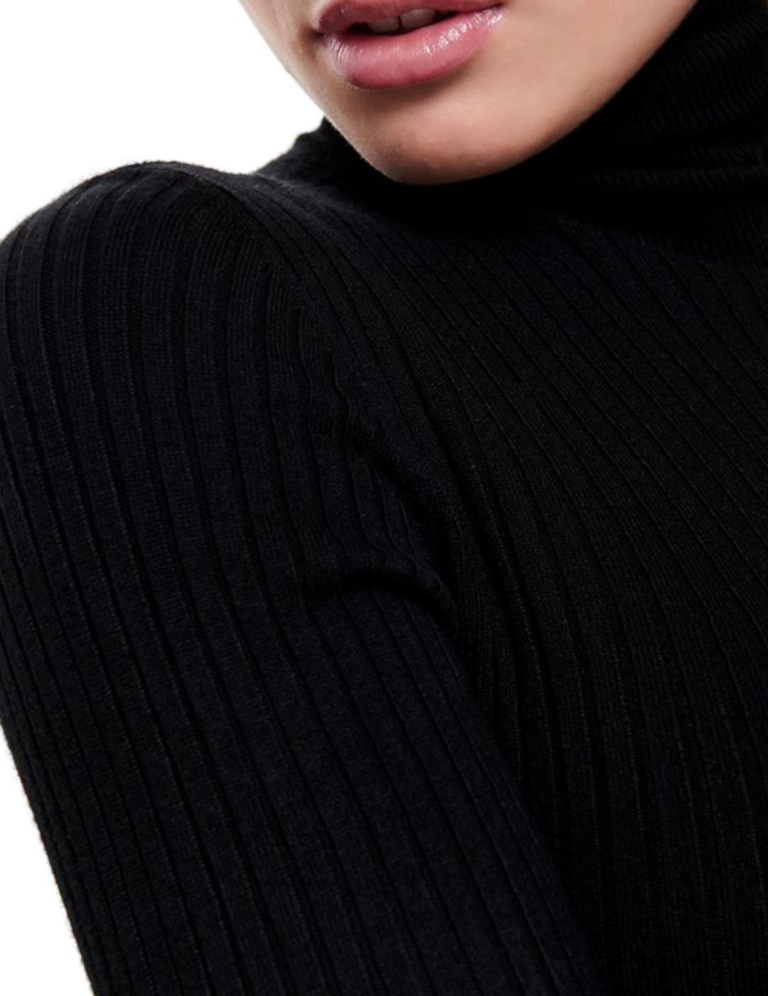 Jersey Only Karol  negro cuello alto manga larga de mujer-