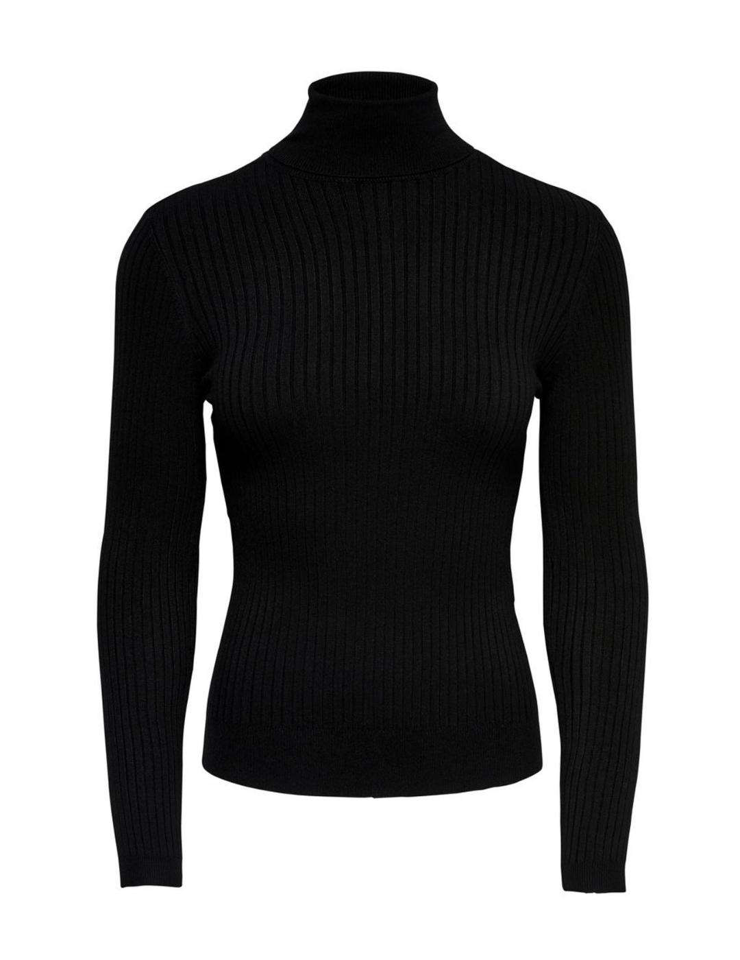 Jersey Only Karol  negro cuello alto manga larga de mujer-