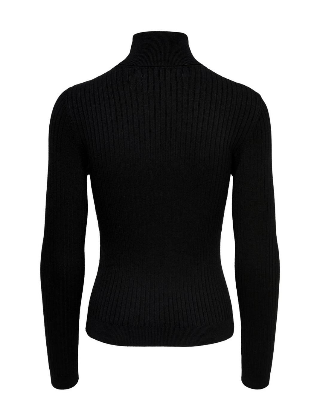 Jersey Only Karol  negro cuello alto manga larga de mujer-
