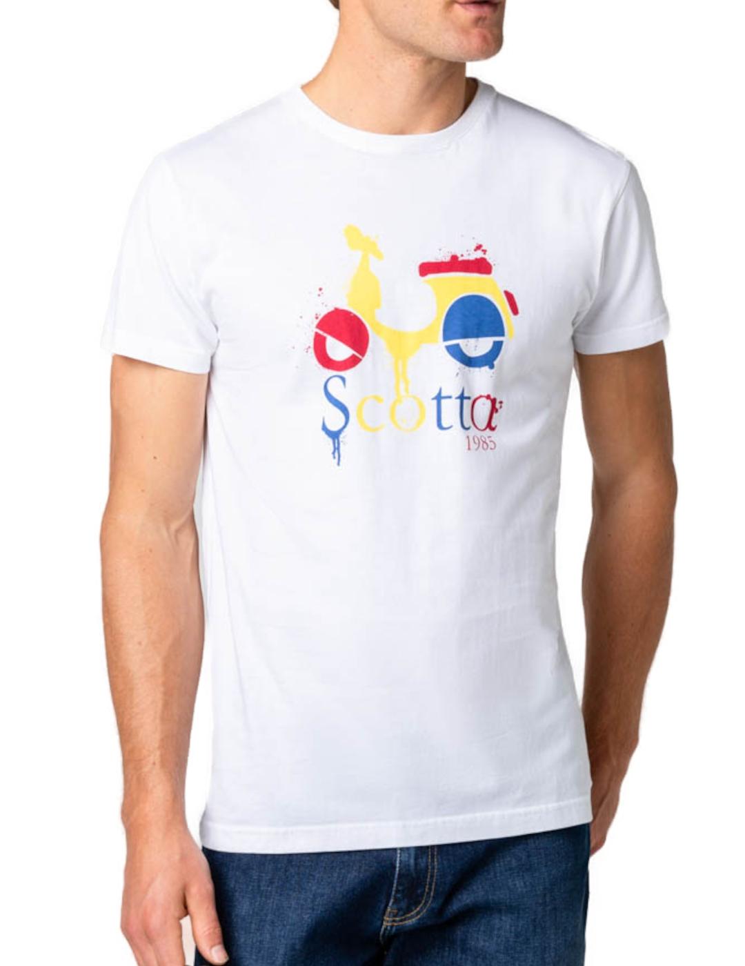 Camiseta Scotta logo spray blanca para hombre-z