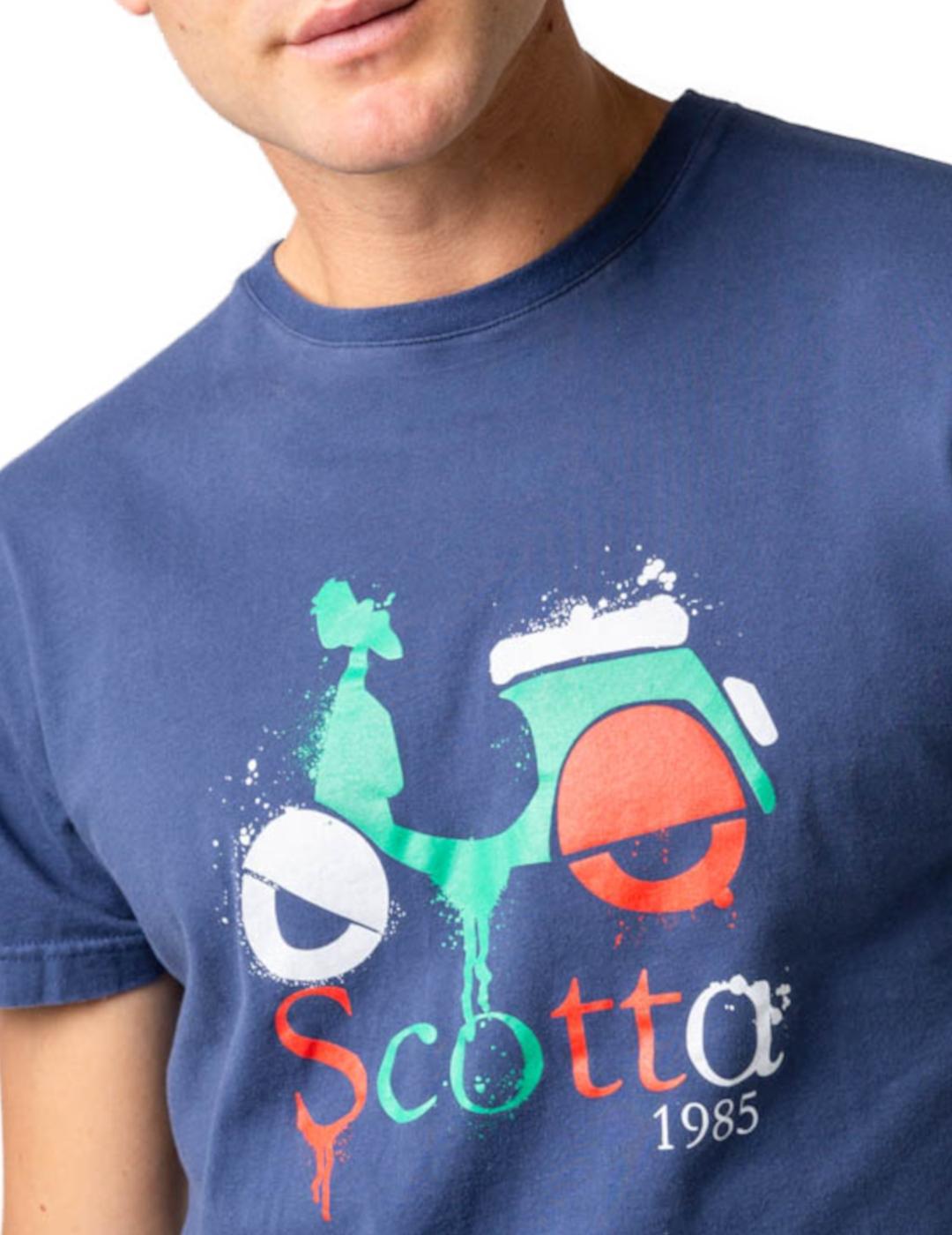 Camiseta Scotta logo spray marino para hombre-z