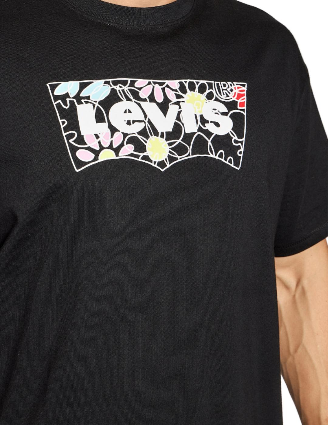Camiseta Levis Flower negro  -z