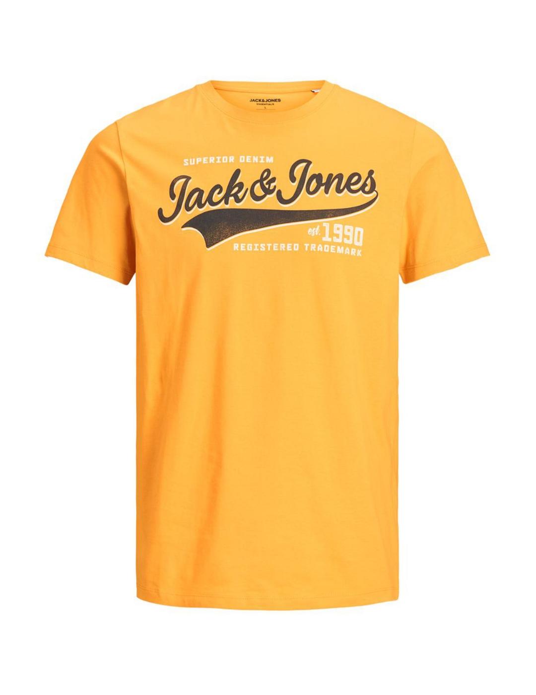 Camiseta Jack-Jones slim logo amarillo hombre-z