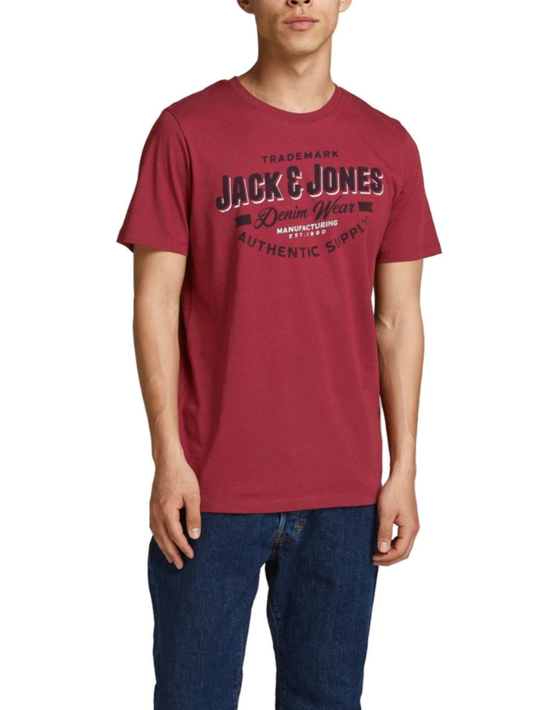 Camiseta Jack-Jones slim logo rojo para hombre-z