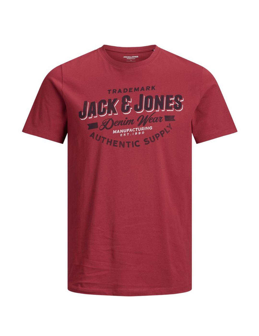 Camiseta Jack-Jones slim logo rojo para hombre-z