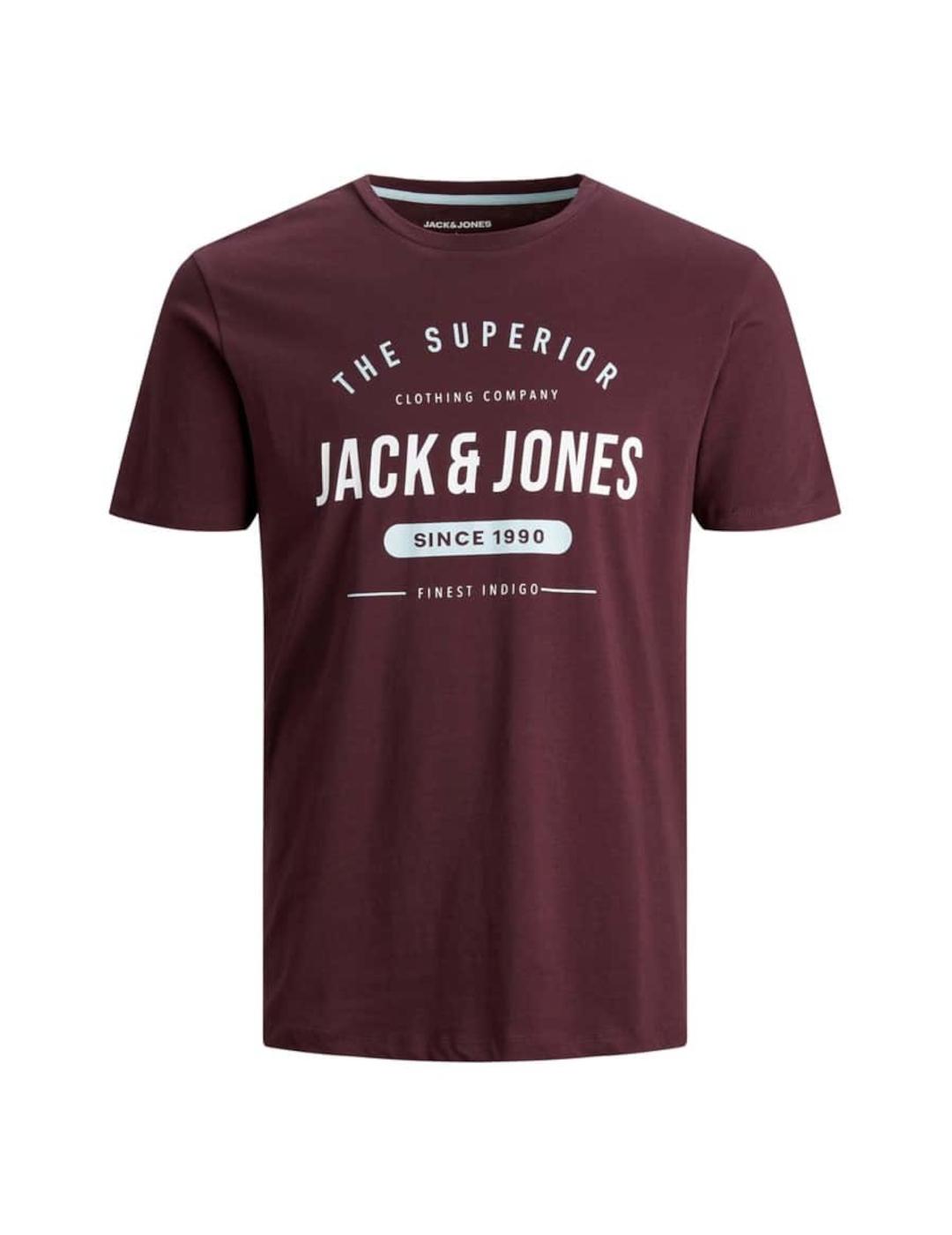 Camiseta Jack-Jones Herro granate para hombre-z