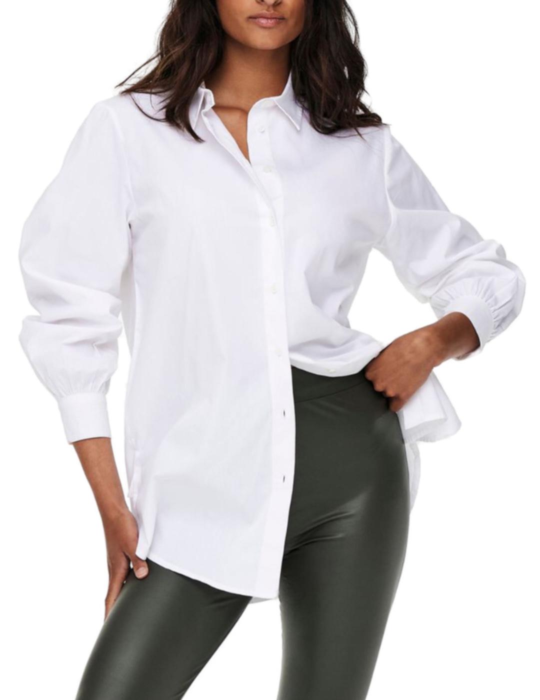 Camisa Only Nora Noos blanca oversize de mujer-&