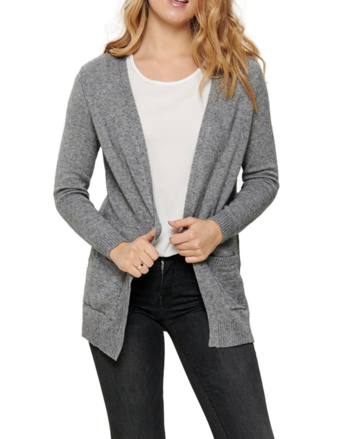 Cardigan Only Lesly kings gris claro para mujer-z