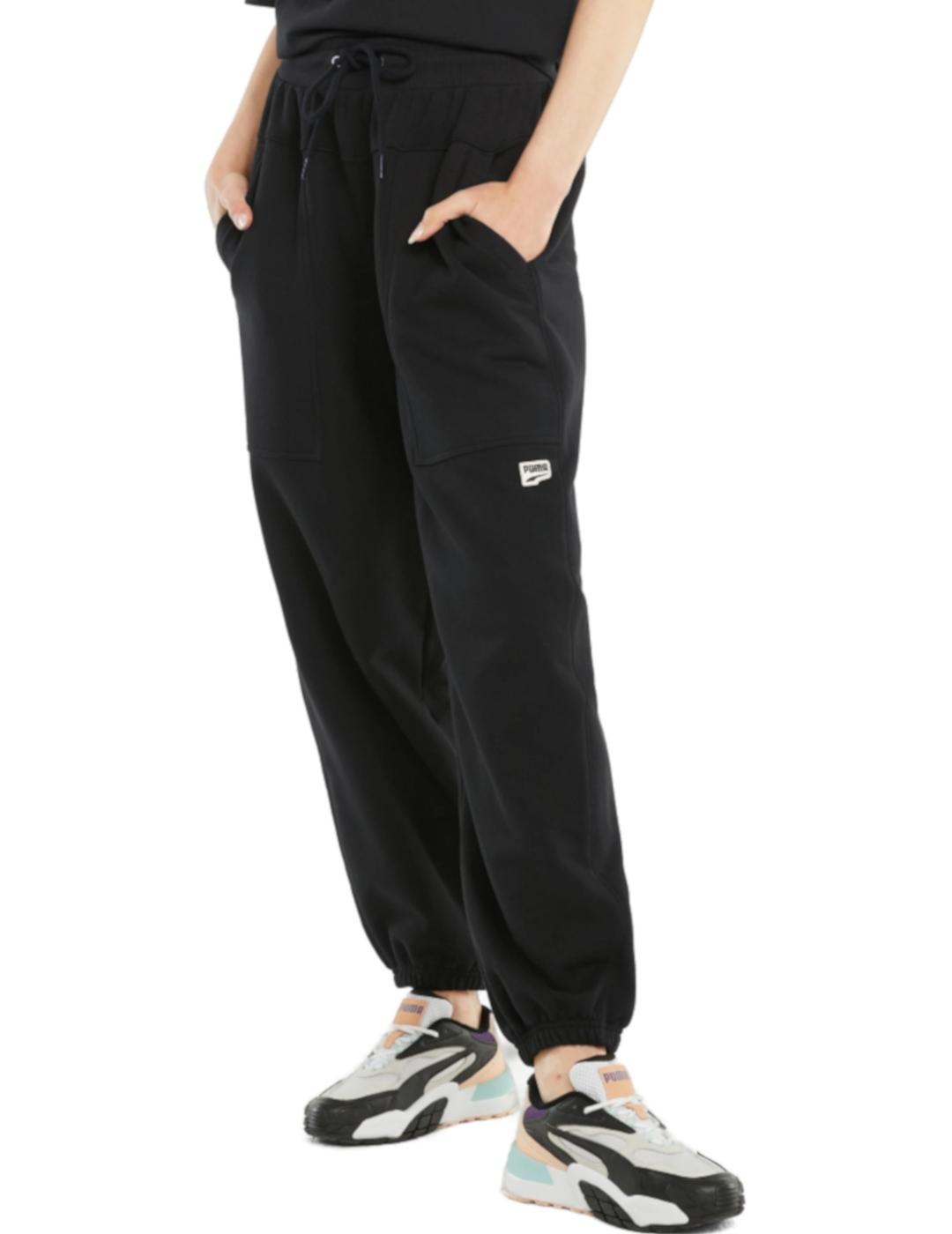 Pantalon Puma jogger de felpa negro para mujer