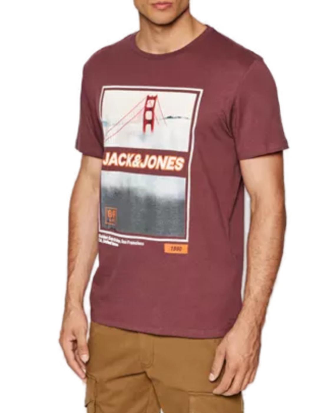 Camiseta Jack&Jones jorbooster granate de hombre-z