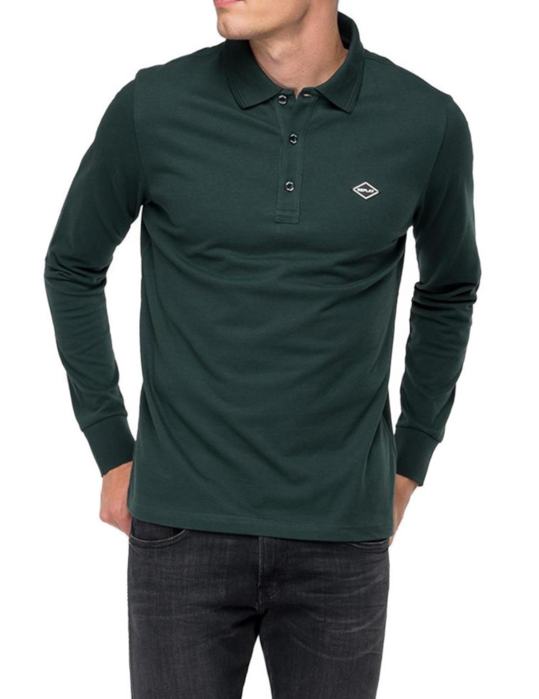 Polo verde militar Replay para hombre-z