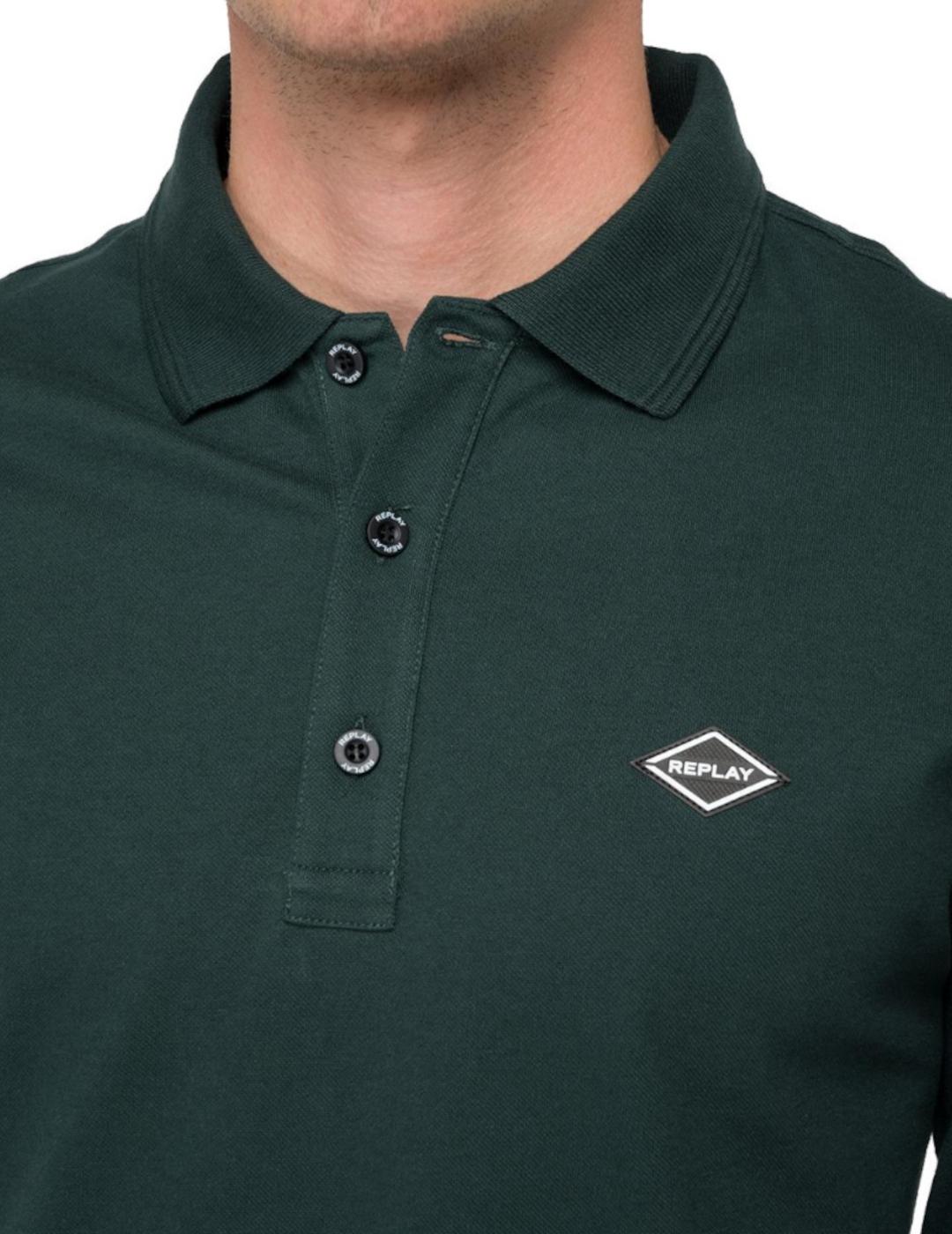 Polo verde militar Replay para hombre-z
