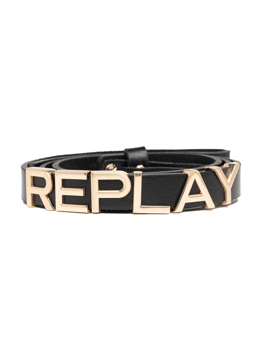 Cinturón Replay logo plateado para mujer- z