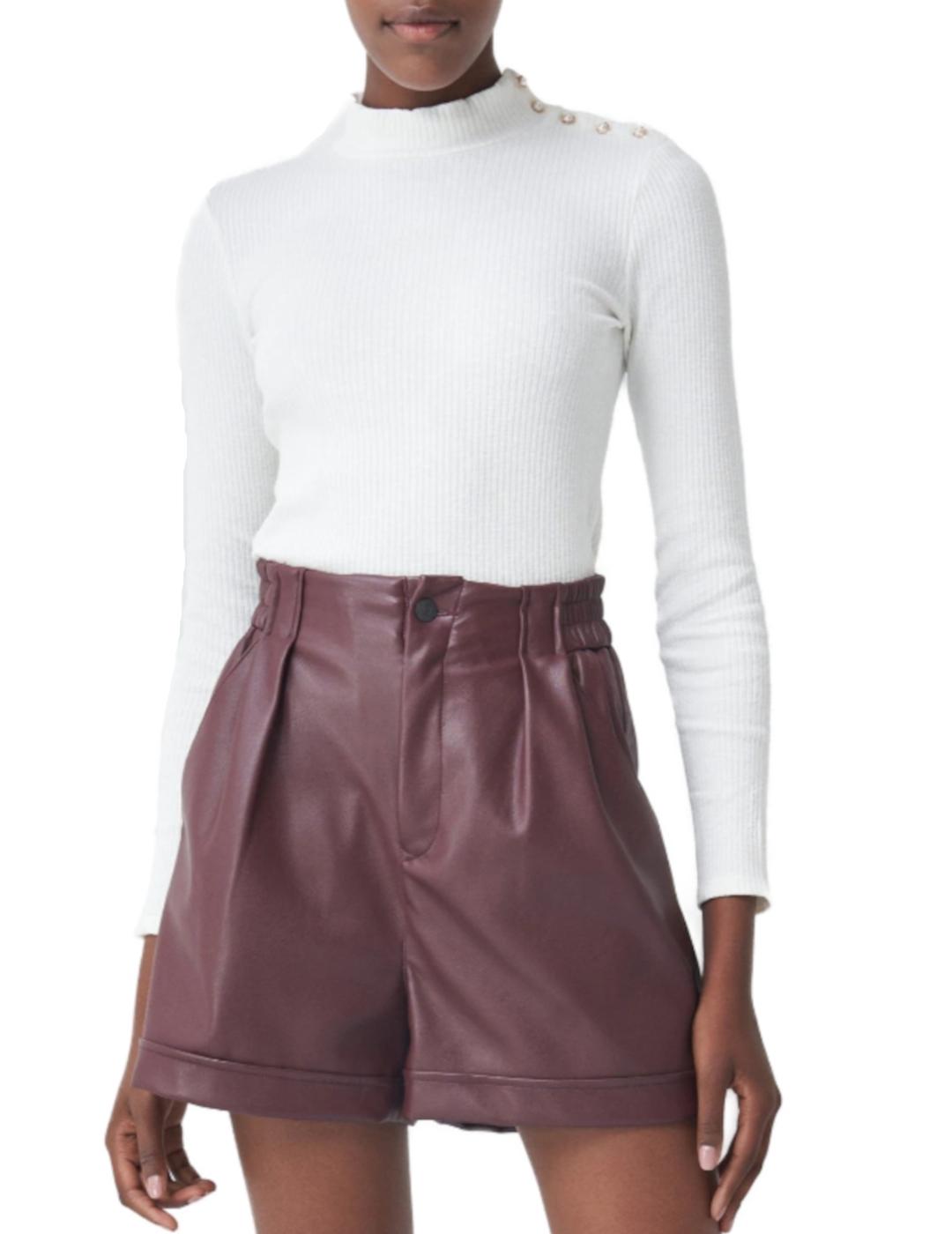 Jersey Salsa de malla con perlas blanco de mujer-z