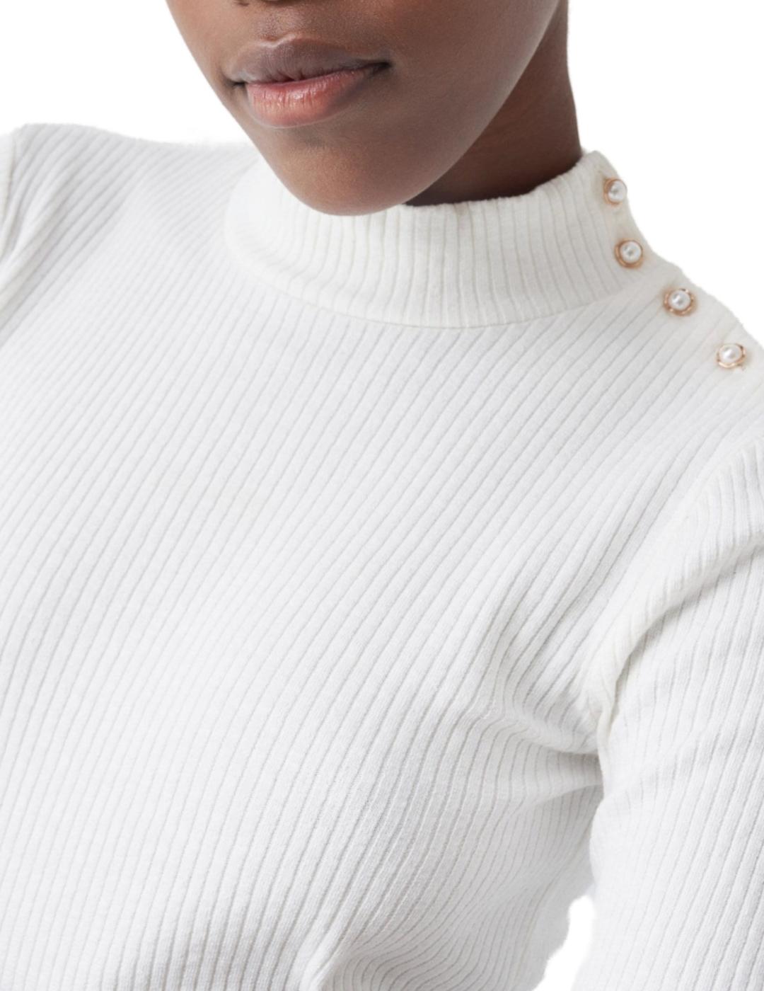 Jersey Salsa de malla con perlas blanco de mujer-z