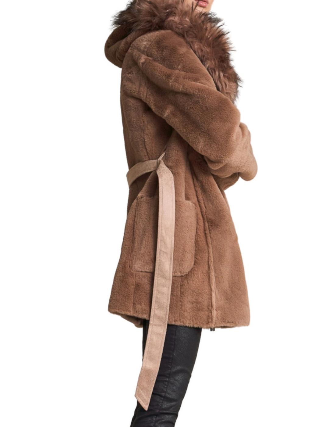 Abrigo Salsa reversible beige con capucha- z