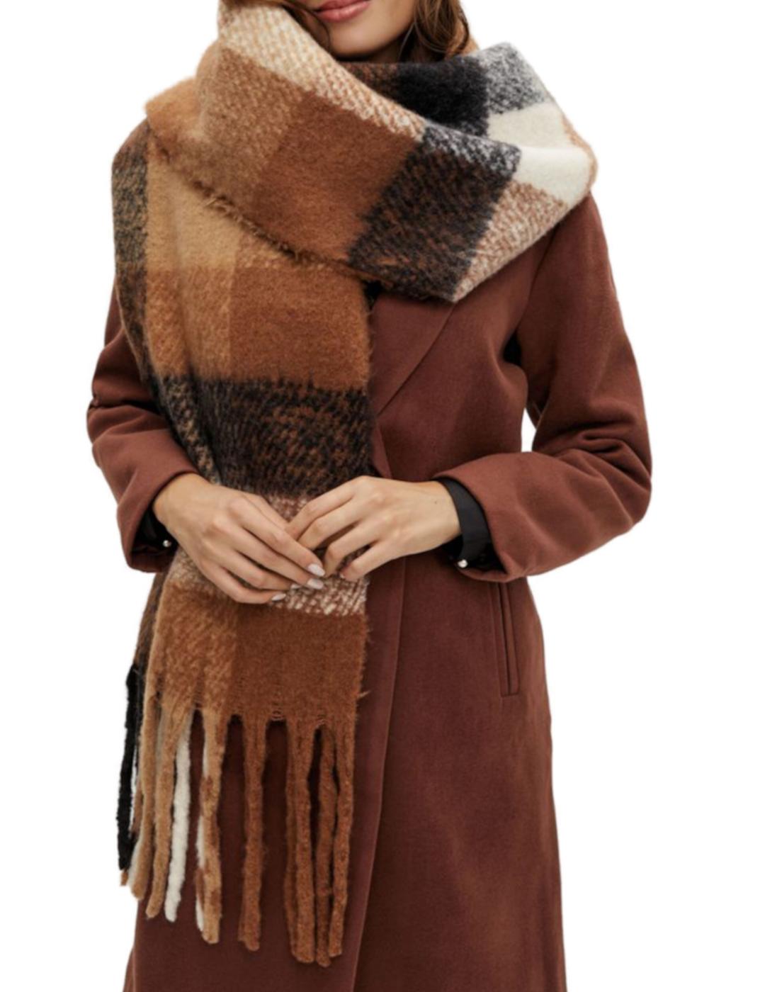 Bufanda Vila Marion cuadros marron para mujer-z