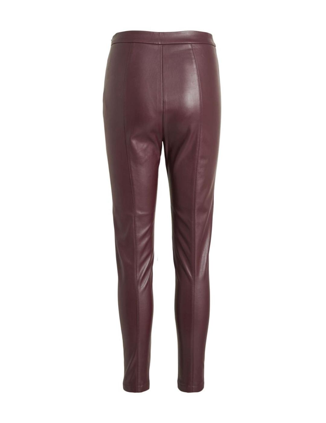 Pantalon Vila Subille cuero granate para mujer-z