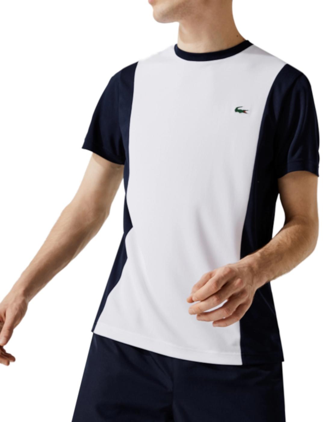 Camiseta Lacoste blanca y marina para hombre-z