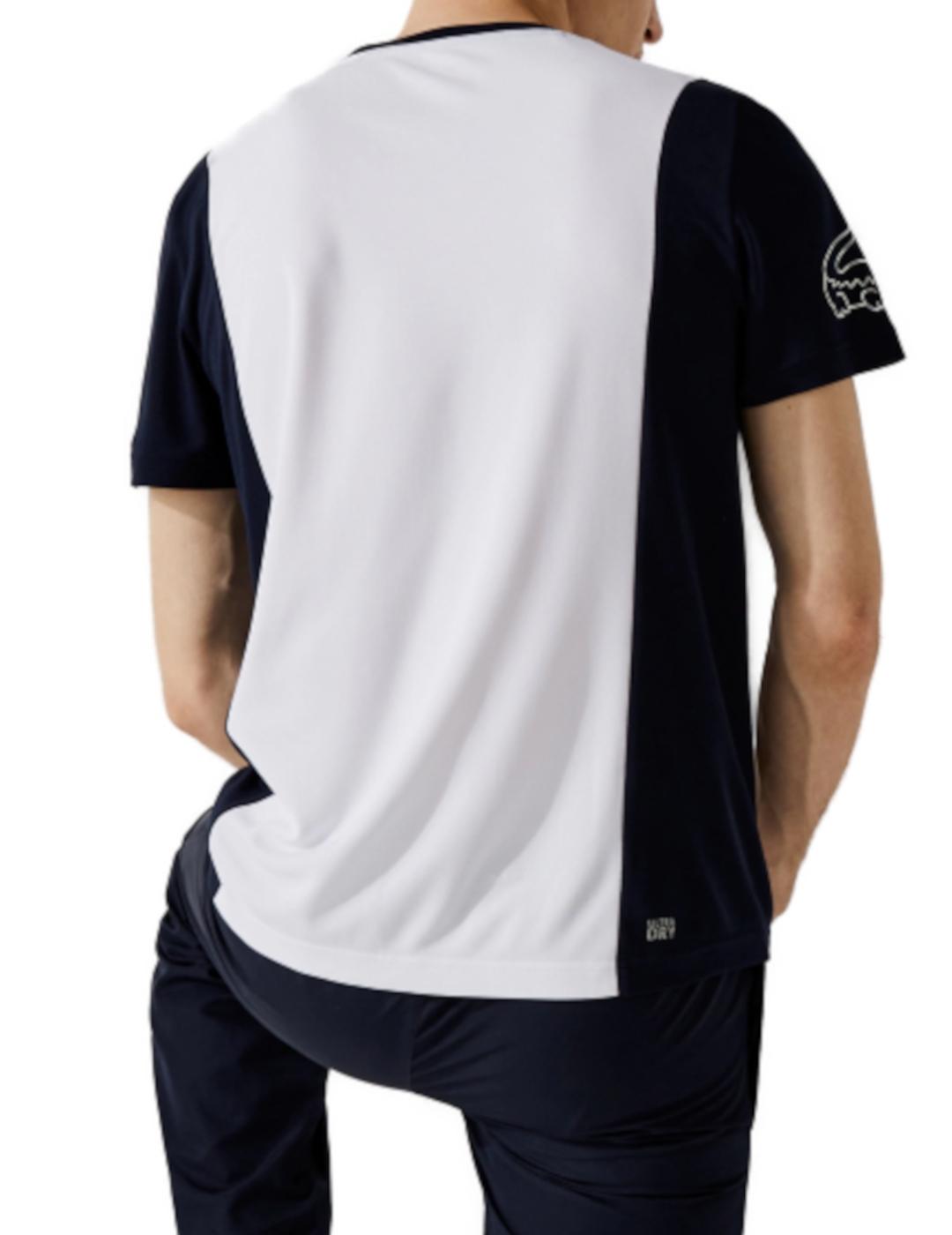 Camiseta Lacoste blanca y marina para hombre-z