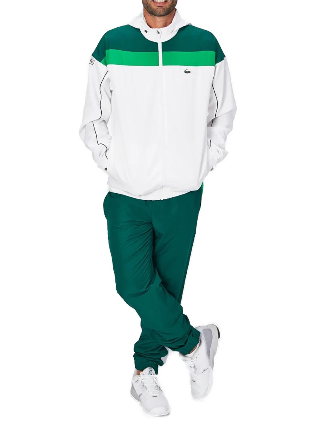 Conjunto de chándal blanco y verde para hombre-z