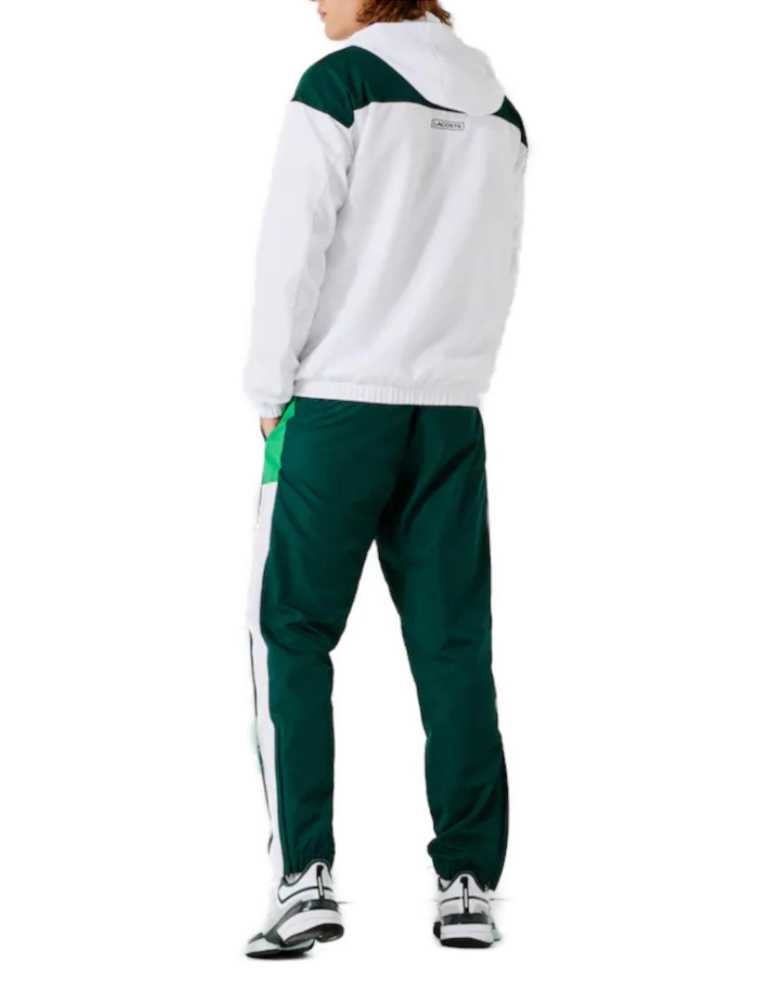 Conjunto de chándal blanco y verde para hombre-z