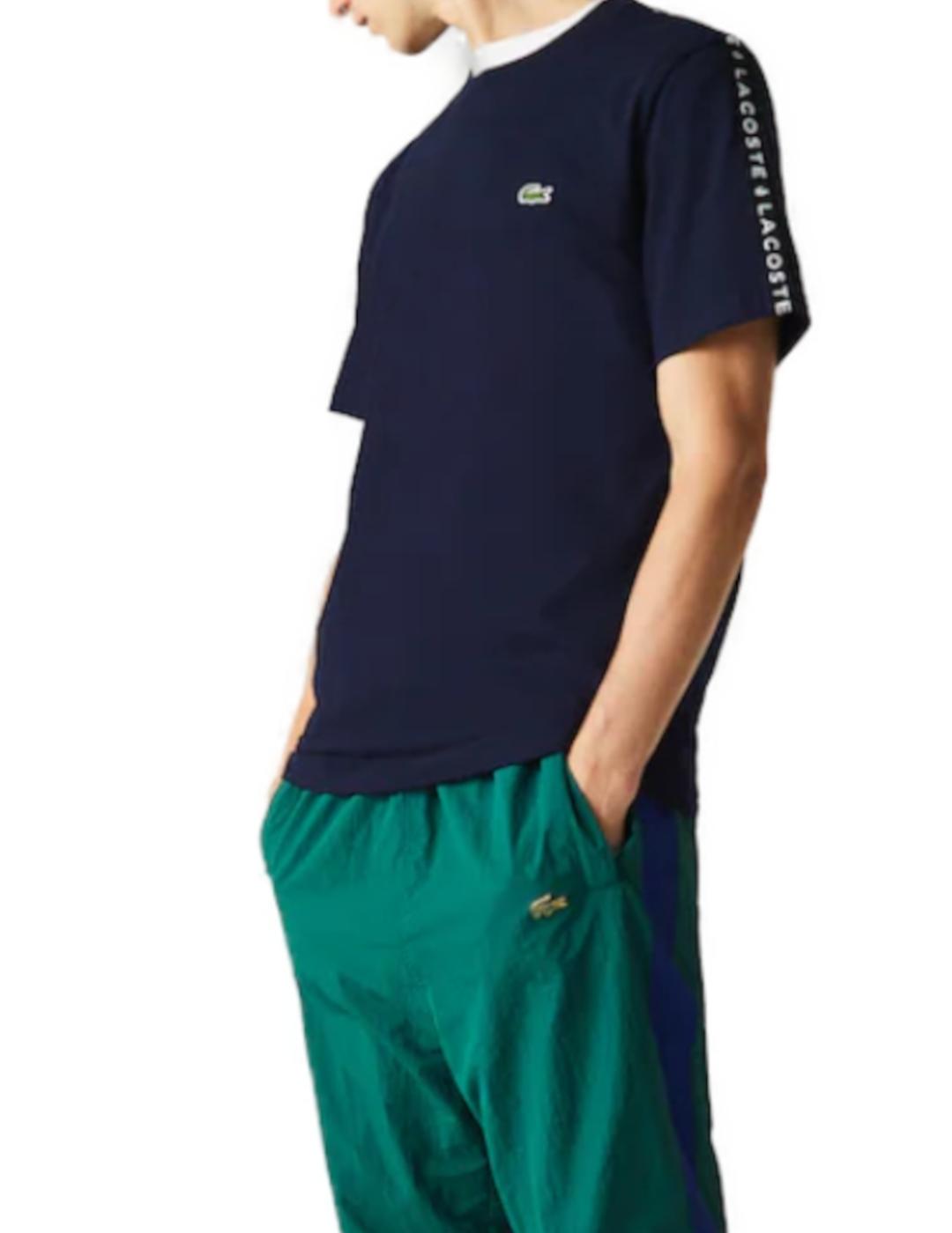 Camiseta Lacoste marino con franja para hombre- z