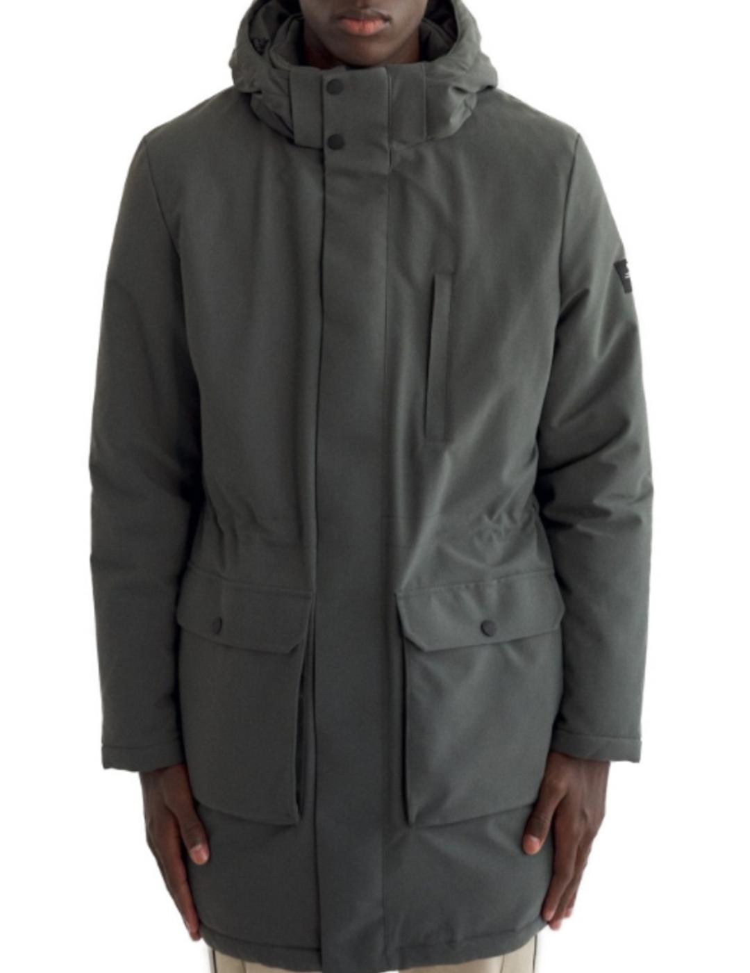 Parka Ecoalf verde con capucha para hombre-z