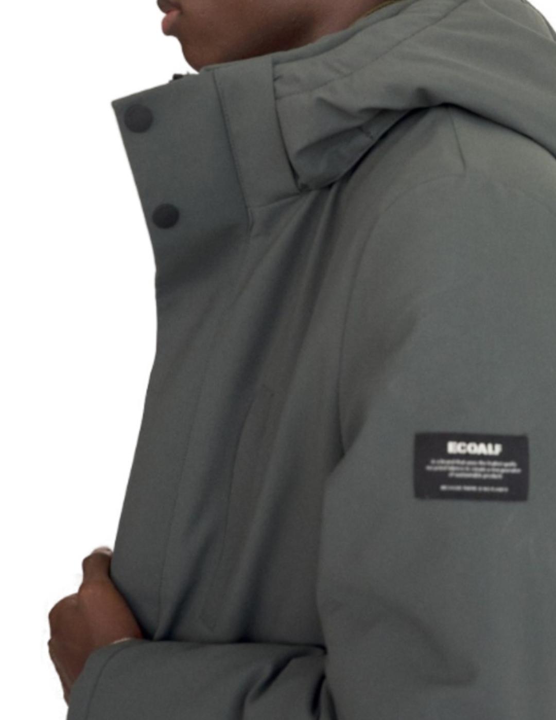 Parka Ecoalf verde con capucha para hombre-z
