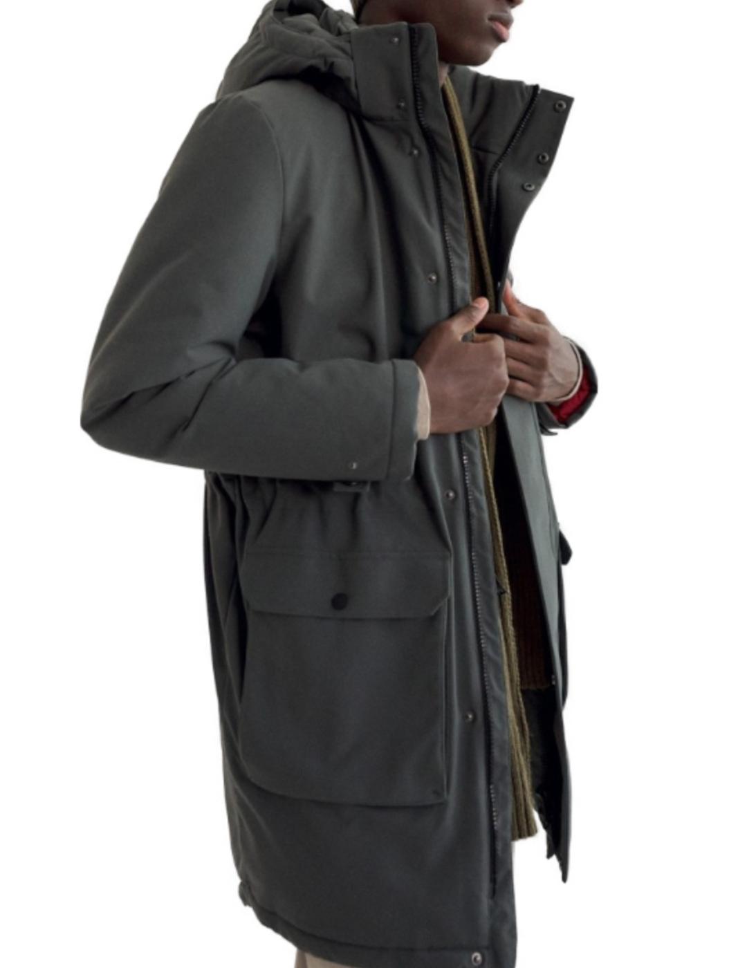 Parka Ecoalf verde con capucha para hombre-z