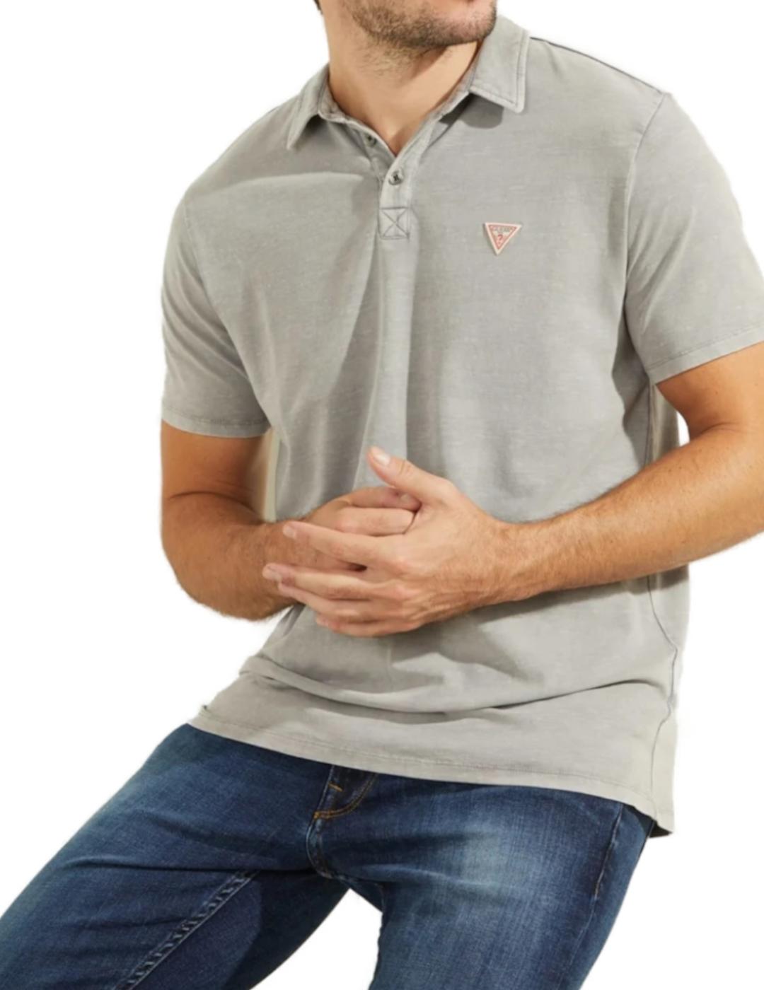 Polo Guess gris desgastado para hombre-z